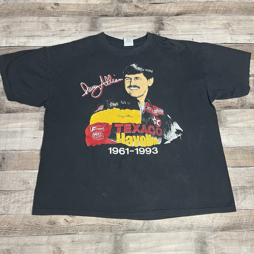 Davey Allison Shirt Size 2XL Black Vintage 90s NASCAR Racing Tee